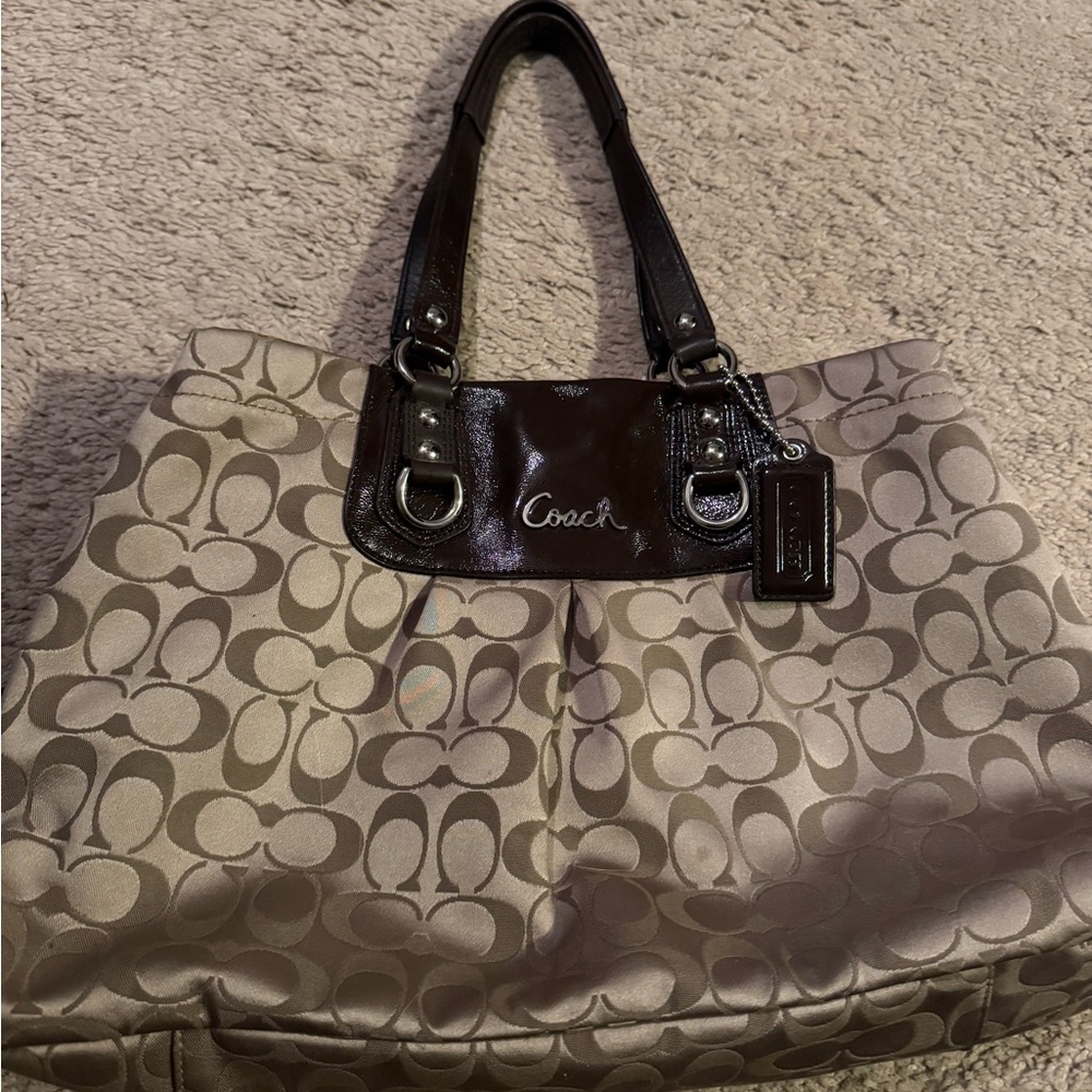 Coach Tan and Brown Signature Tote